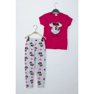 Kız Çocuk Fuşya Minnie Mouse Taytlı İkili Takım
