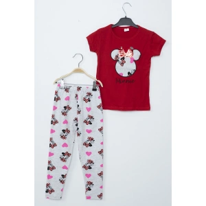 Kız Çocuk Kırmızı Minnie Mouse Taytlı İkili Takım