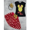 Kız Çocuk Minnie Mouse Eteklli Taçlı Üçlü Takım