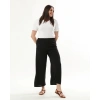 Kadın Siyah Beli Lastikli Büyük Beden Ayrobin Pantolon