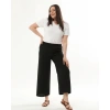 Kadın Siyah Beli Lastikli Büyük Beden Ayrobin Pantolon