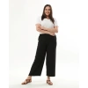 Kadın Siyah Beli Lastikli Büyük Beden Ayrobin Pantolon