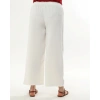 Kadın Beyaz Beli Lastikli Büyük Beden Ayrobin Pantolon
