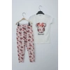 Kız Çocuk Beyaz Minnie Mouse Taytlı İkili Takım