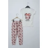 Kız Çocuk Beyaz Minnie Mouse Taytlı İkili Takım