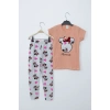 Kız Çocuk Somon Minnie Mouse Taytlı İkili Takım