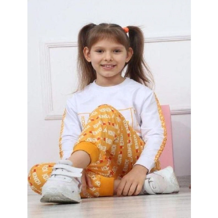 Unisex Çocuk Fendi Dijital Baskılı Kompak Penye İkili Takım