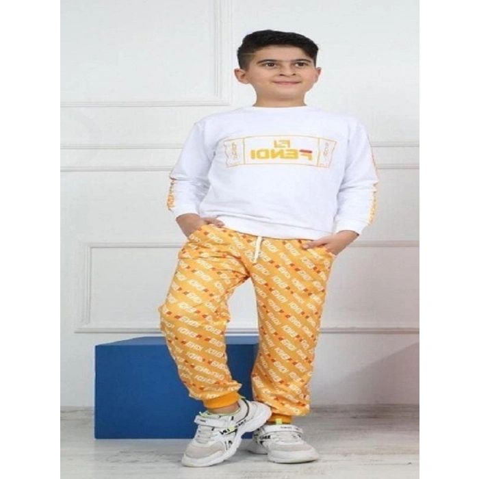 Unisex Çocuk Fendi Dijital Baskılı Kompak Penye İkili Takım