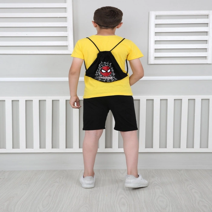 Erkek Çocuk Sarı Spiderman Çantalı Maskeli Dörtlü Takım