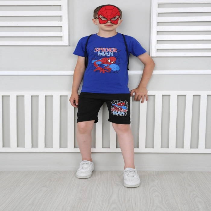 Erkek Çocuk Mavi Spiderman Çantalı Maskeli Dörtlü Takım
