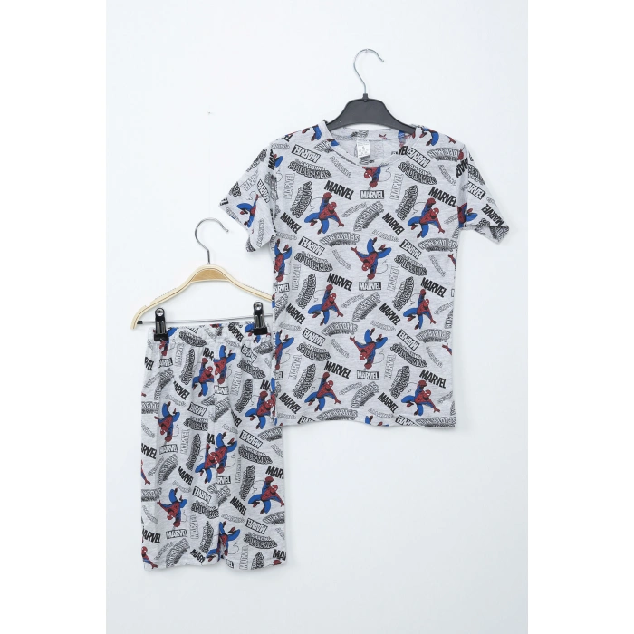 Erkek Çocuk Siperman Baskılı Şortlu İkili Takım