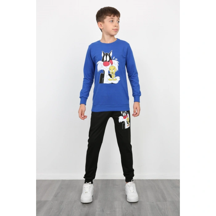 Erkek Çocuk Tom Jerry Baskılı Kompak Penye İkili Takım