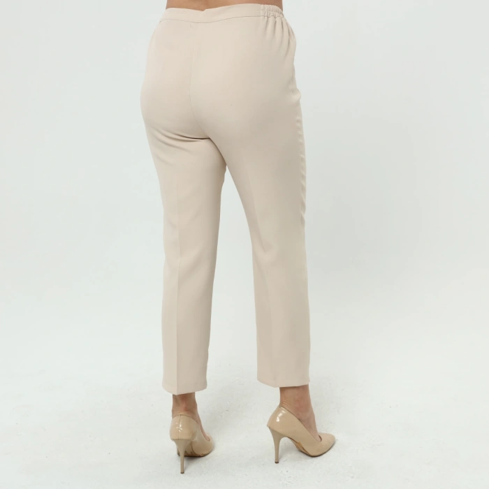 Kadın Taş Beli Lastikli Büyük Beden Dabıl Kumaş Pantolon