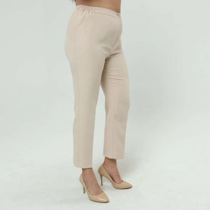 Kadın Taş Beli Lastikli Büyük Beden Dabıl Kumaş Pantolon