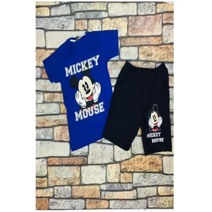 Mavi Erkek Çocuk Şortlu Mickey İkili Takım