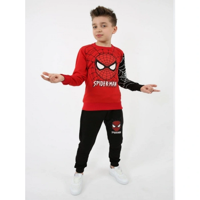 Erkek Çocuk Spiderman Baskılı Kompak Penye İkili Takım