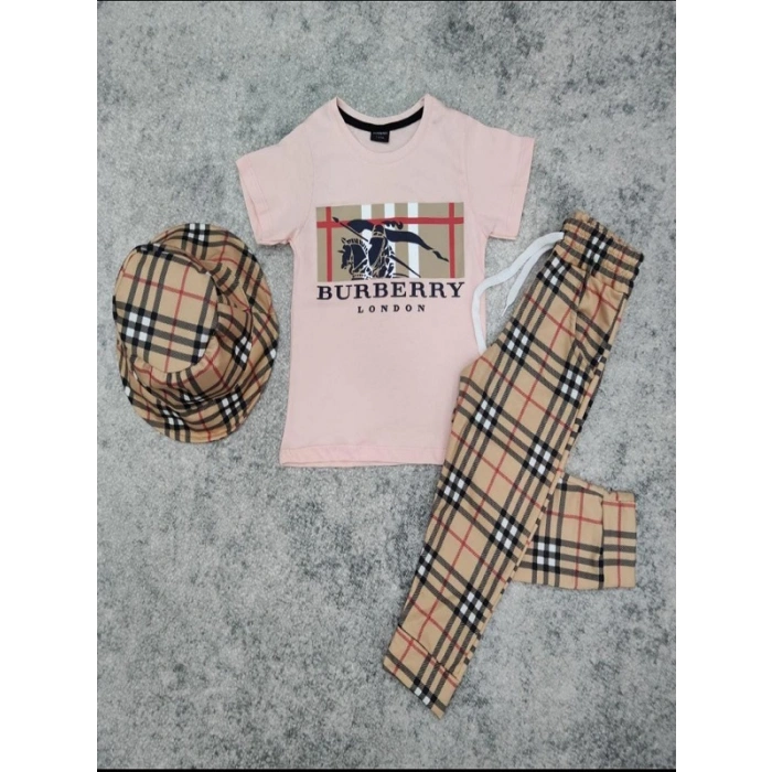 Kız Çocuk Şapkalı Üçlü Takım