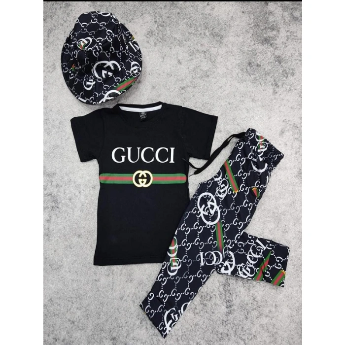 Kız Çocuk Şapkalı Üçlü Takım