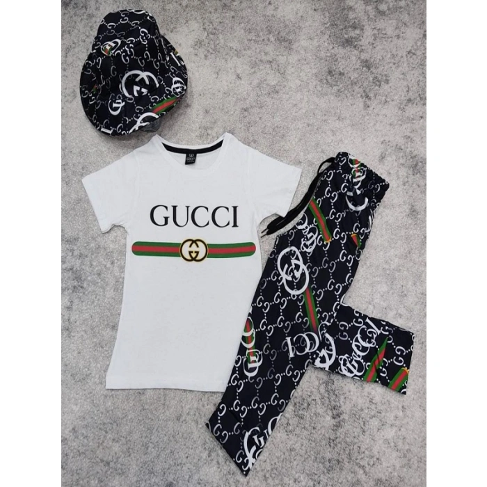 Kız Çocuk Şapkalı Üçlü Takım