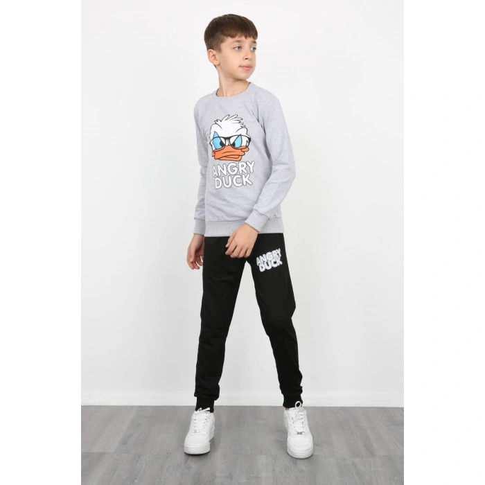 Erkek Çocuk Angry Duck Baskılı Kompak Penye İkili Takım
