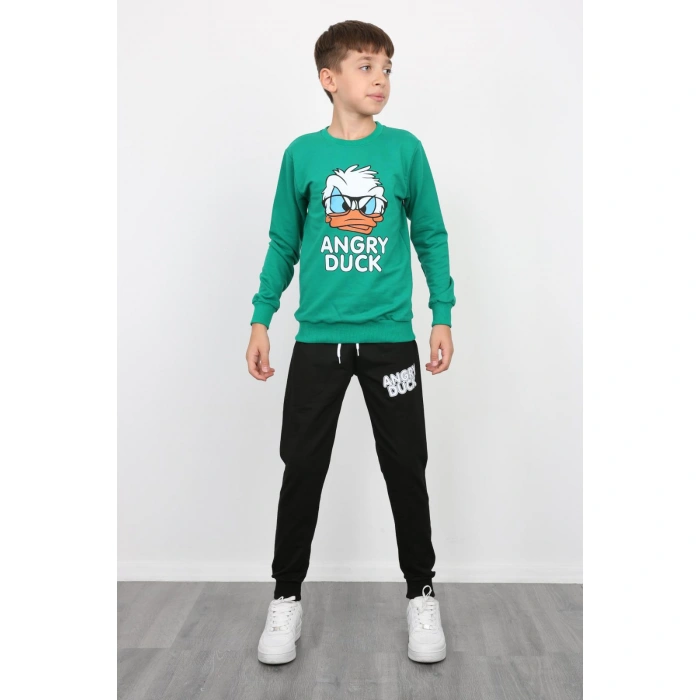 Erkek Çocuk Angry Duck Baskılı Kompak Penye İkili Takım