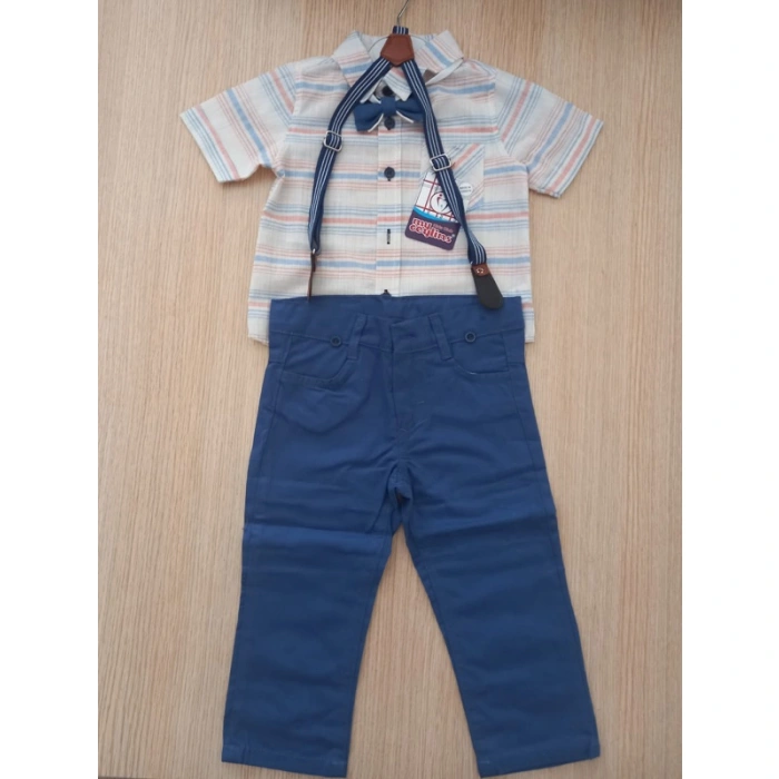 Erkek Çocuk Keten Gömlek & Lacivert Keten Pantolon