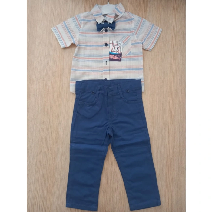 Erkek Çocuk Keten Gömlek & Lacivert Keten Pantolon