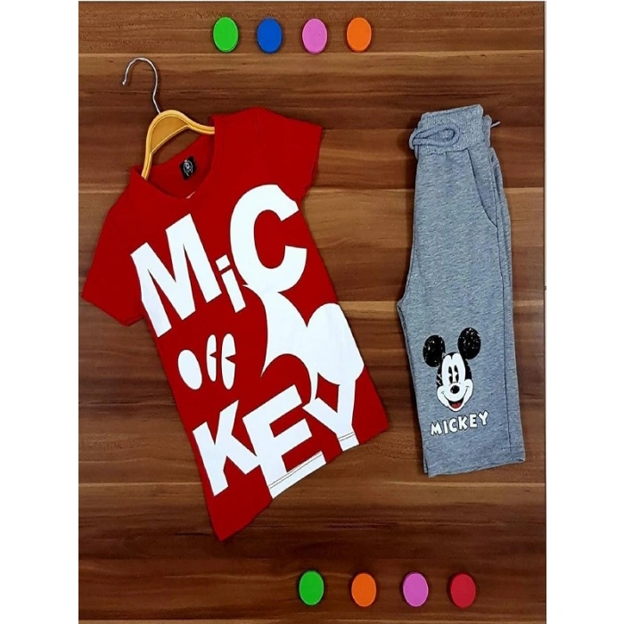 Erkek Çocuk Kırmızı Mickey Mouse İkili Takım