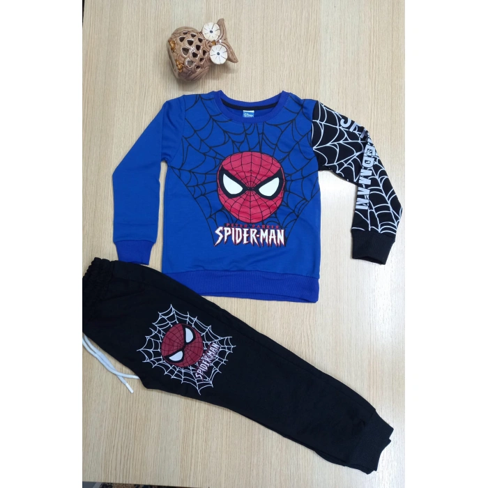 Erkek Çocuk Spiderman Baskılı Kompak Penye İkili Takım
