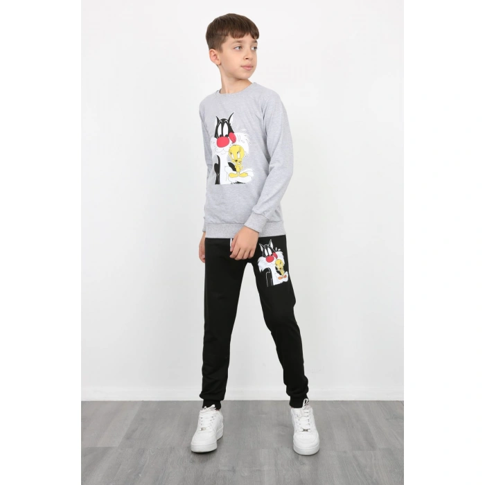 Erkek Çocuk Tom Jerry Baskılı Kompak Penye İkili Takım