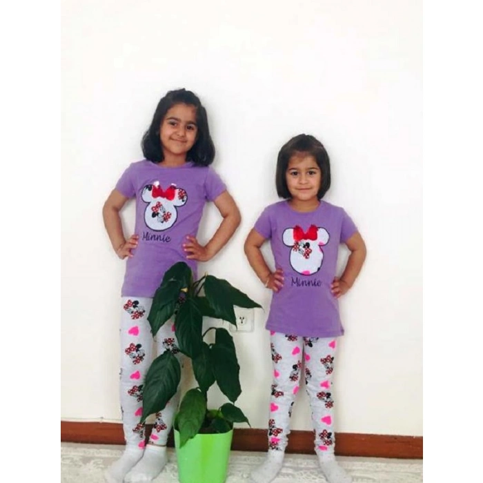 Kız Çocuk Lila Minnie Mouse Taytlı İkili Takım