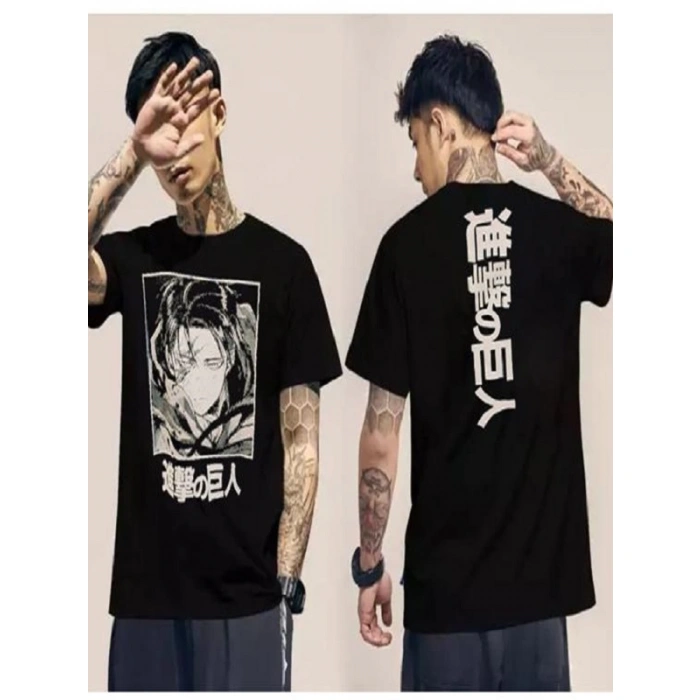 Unisex Siyah Renk Bisiklet Yaka Oversize Fit Geniş Kalıp Tişort 