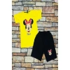 Kız Çocuk Sarı Minnie Mouse Şortlu İkili Takım