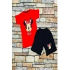 Kız Çocuk Kırmızı Minnie Mouse Şortlu İkili Takım