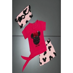 Kız Çocuk Flower Kids Çantalı Minnie Mouse Etekli Takım