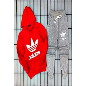 Unisex Çocuk Kapşonlu İçi Pamuk Şardonlu İki ip Kompak Kumas İkili Takım