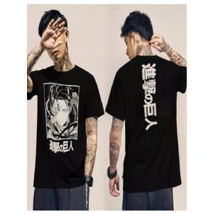 Unisex Siyah Renk Bisiklet Yaka Oversize Fit Geniş Kalıp Tişort 