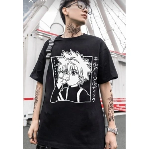 Unisex Siyah Renk Bisiklet Yaka Oversize Fit Geniş Kalıp Tişort 