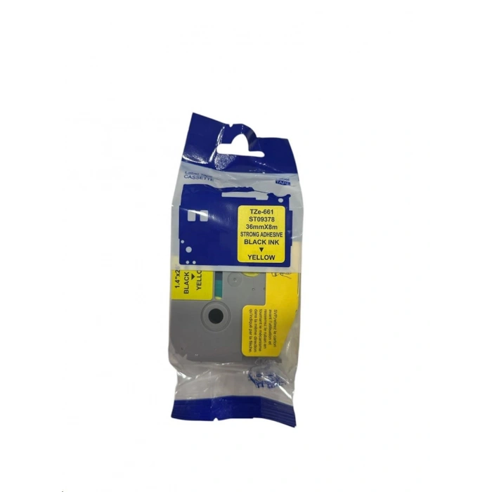 Muadil Etiket Brother TZe-S661 36mmX8m Sarı Etikete Siyah (Laminasyon Şerit)