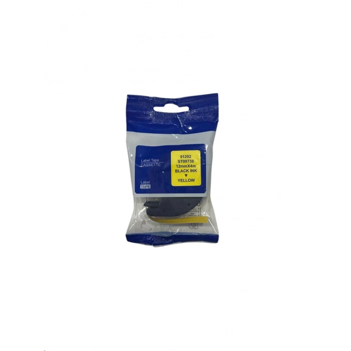 Muadil Etiket DYMO Letratag 91202 (59423) 12mmX4m Sarı Etiket Siyah (Laminasyon Şerit)