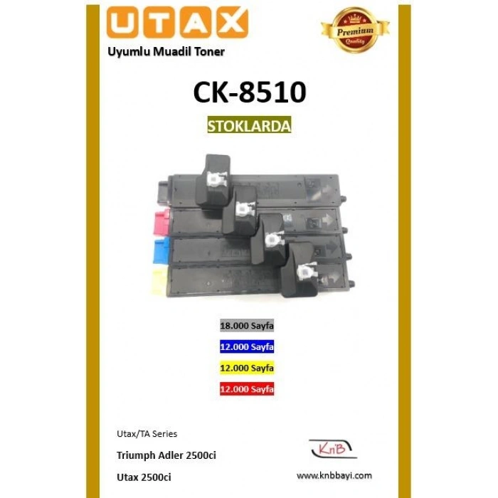 ~Muadil Toner~ Utax uyumlu (Premium) CK8510/2500ci (220gr) 12K - Sarı