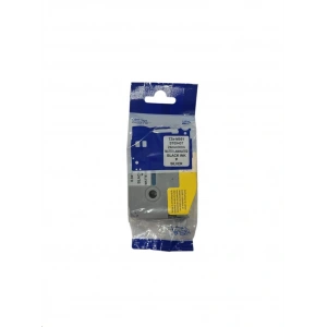 Muadil Etiket Brother TZe-M951 24mmX8m Mat Gümüş Etikete Siyah (Laminasyon Şerit)