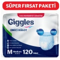 Giggles Yetişkin Emici Külot Bez Orta Boy (Medium) 30lu 4 Paket (120 Adet) Bel Boy 70-120 cm