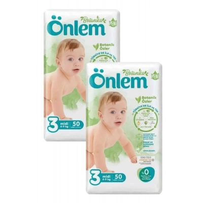 Önlem Botanika 3 Beden Bebek Bezi İkili Jumbo Midi 50 Li x 2 Adet
