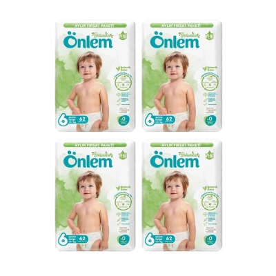 Önlem Botanika 6 Beden Çocuk Bezi Aylık Fırsat Paketi X-Large 62 Li x 4 Adet
