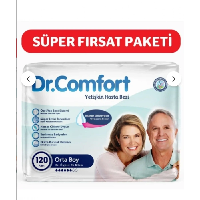 Dr.Comfort Yetişkin Bel Bantlı Hasta Bezi Medium 30lu 4 paket 120 adet