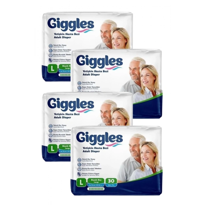 Giggles Belbantlı Yetişkin Hasta Bezi Büyük Boy L Beden 30 Lu x 4 Adet