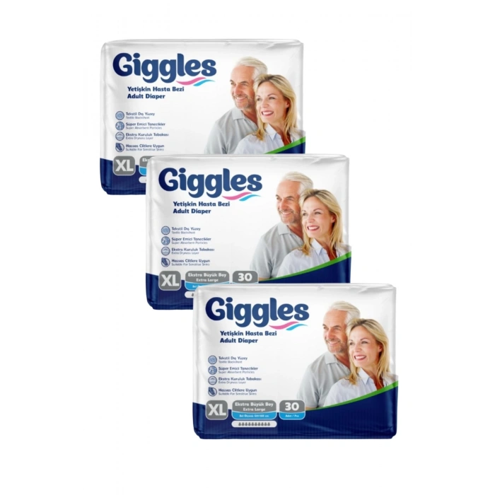 Giggles Belbantlı Yetişkin Hasta Bezi Extra Large XL 30 Lu x 3 Adet