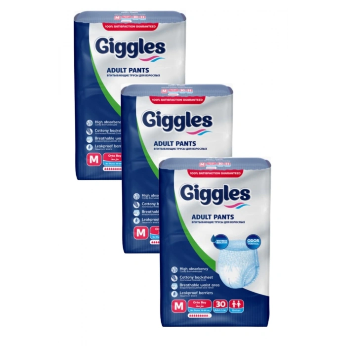Giggles Külotlu Yetişkin Hasta Bezi Orta Boy M Beden 30 Lu X 3 Adet
