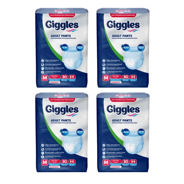 Giggles Külotlu Yetişkin Hasta Bezi Orta Boy M Beden 30 Lu X 4 Adet